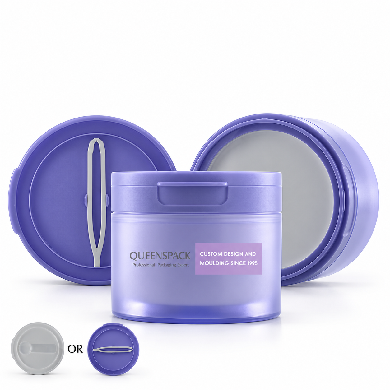 PP cream jar with tweezer/spatula